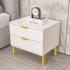 Mesa de Cabeceira Moderna com 2 Gavetas e Pernas Metálicas para Quarto
