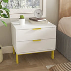 Mesa de Cabeceira Moderna com 2 Gavetas e Pernas Metálicas para Quarto