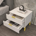 Mesa de Cabeceira Moderna com 2 Gavetas e Pernas Metálicas para Quarto