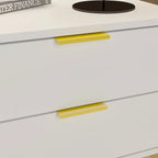 Mesa de Cabeceira Moderna com 2 Gavetas e Pernas Metálicas para Quarto
