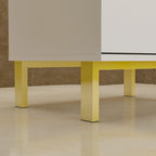 Mesa de Cabeceira Moderna com 2 Gavetas e Pernas Metálicas para Quarto