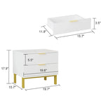 Mesa de Cabeceira Moderna com 2 Gavetas e Pernas Metálicas para Quarto