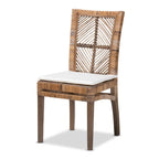 Cadeira de Refeição Boémia em Mogno e Rattan com Almofada Removível