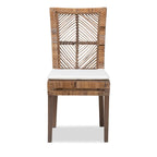 Cadeira de Refeição Boémia em Mogno e Rattan com Almofada Removível