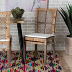 Cadeira de Refeição Boémia em Mogno e Rattan com Almofada Removível