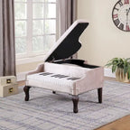 Banco Otomano para Arrumação em Formato de Piano de Cauda, em Veludo Azul-Marinho, com Tachas Decorativas