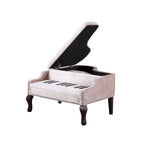 Banco Otomano para Arrumação em Formato de Piano de Cauda, em Veludo Azul-Marinho, com Tachas Decorativas