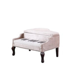 Banco Otomano para Arrumação em Formato de Piano de Cauda, em Veludo Azul-Marinho, com Tachas Decorativas