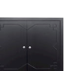 Armário de realce de MDF de 4 portas com prateleiras e portas esculpidas em estilo oriental