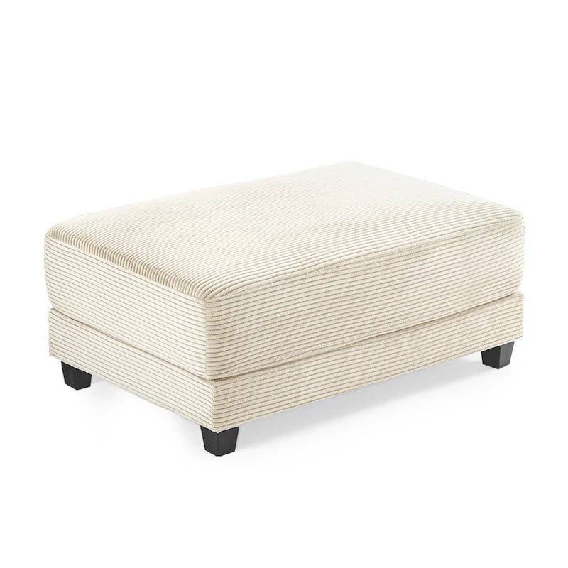 Oversized Corduroy Ottoman with Taper Legs for Living Room