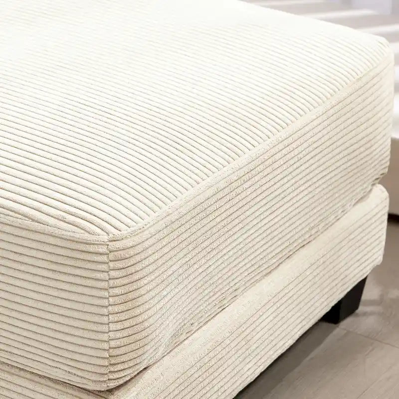 Oversized Corduroy Ottoman with Taper Legs for Living Room