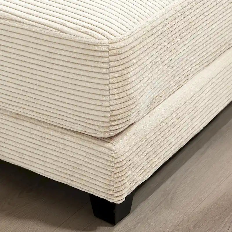 Oversized Corduroy Ottoman with Taper Legs for Living Room