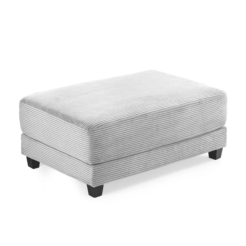 Oversized Corduroy Ottoman with Taper Legs for Living Room