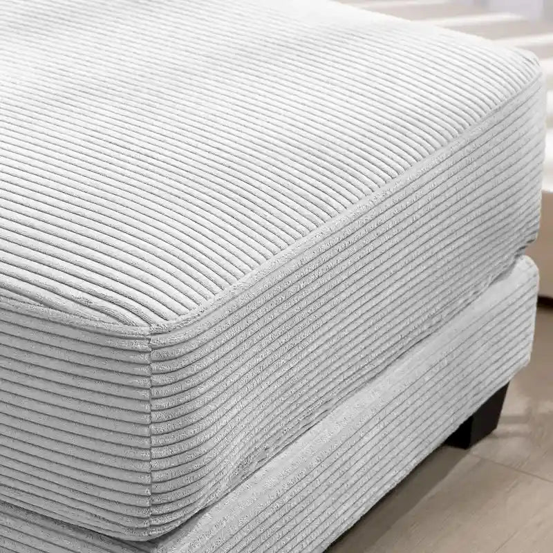Oversized Corduroy Ottoman with Taper Legs for Living Room