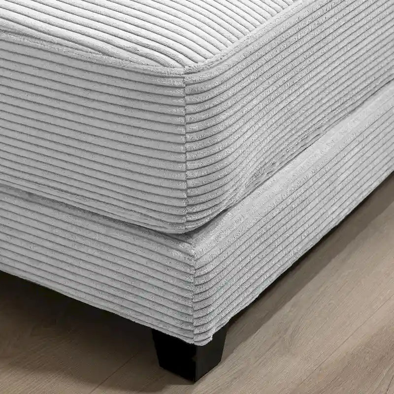 Oversized Corduroy Ottoman with Taper Legs for Living Room