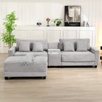 Puf de Cordelete Oversized com Pernas Cónicas para Sala de Estar