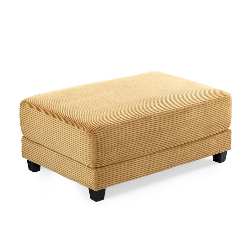 Oversized Corduroy Ottoman with Taper Legs for Living Room