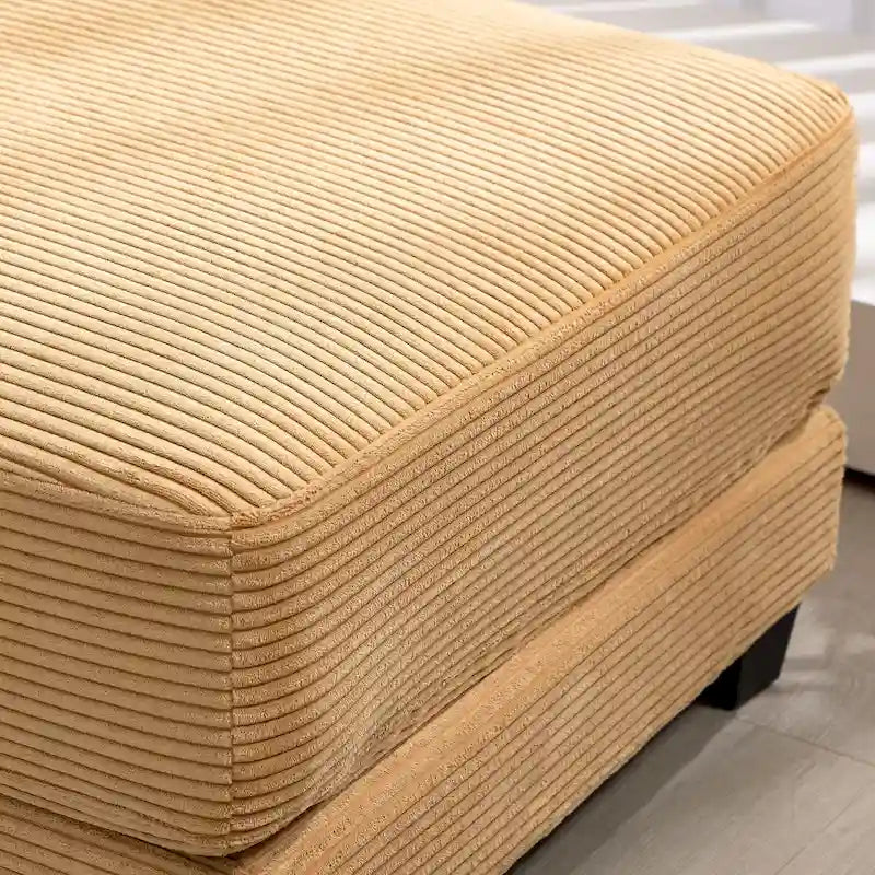 Oversized Corduroy Ottoman with Taper Legs for Living Room