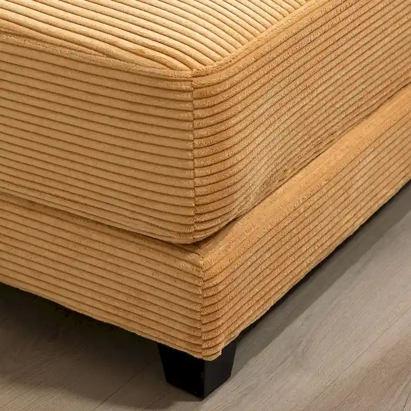 Oversized Corduroy Ottoman with Taper Legs for Living Room