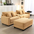 Puf de Cordelete Oversized com Pernas Cónicas para Sala de Estar
