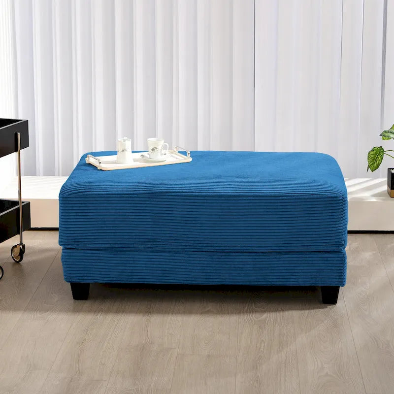 Oversized Corduroy Ottoman with Taper Legs for Living Room