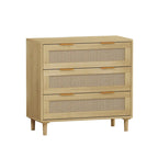 Oak 3-drawers Rattan Storage Cabinet - 31.5L x 15.55W x 30.12H