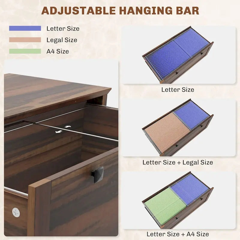 2-Drawer Lateral File Cabinet with Lock for Home Office