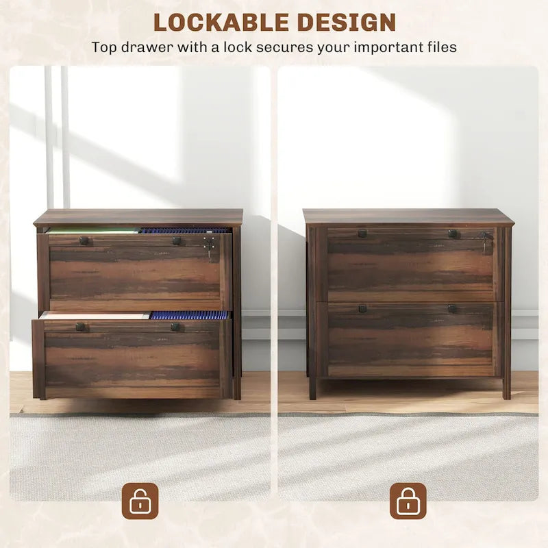 2-Drawer Lateral File Cabinet with Lock for Home Office