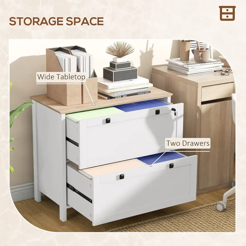 2-Drawer Lateral File Cabinet with Lock for Home Office