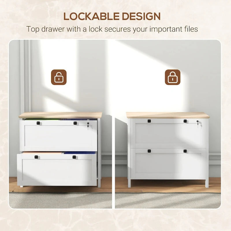 2-Drawer Lateral File Cabinet with Lock for Home Office