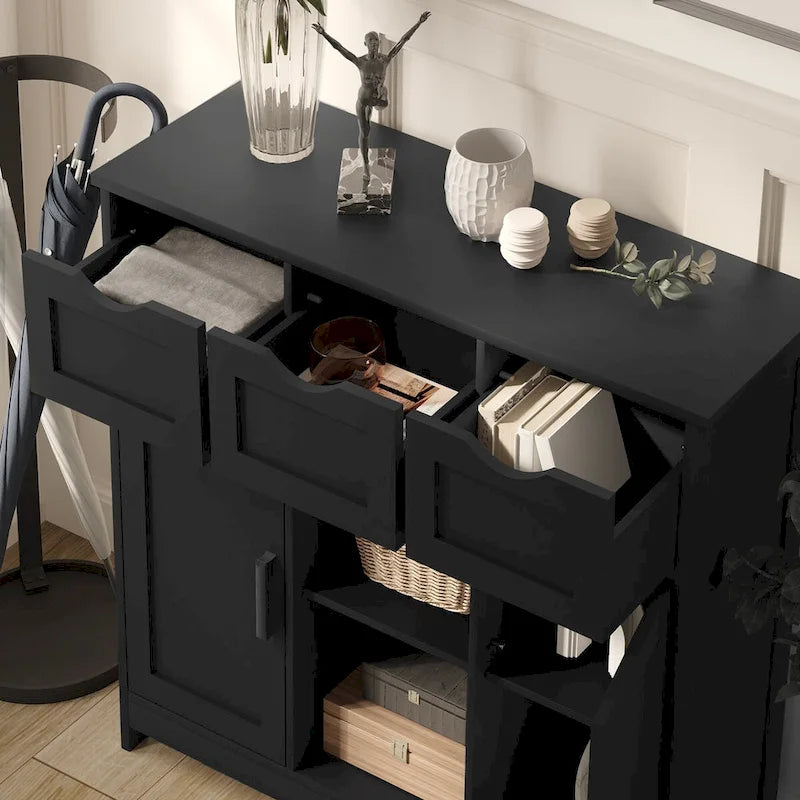 Buffet Sideboard Coffee Bar Cabinet with 3 Drawers and Doors