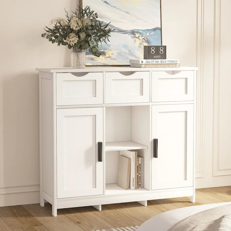 Buffet Sideboard Coffee Bar Cabinet with 3 Drawers and Doors