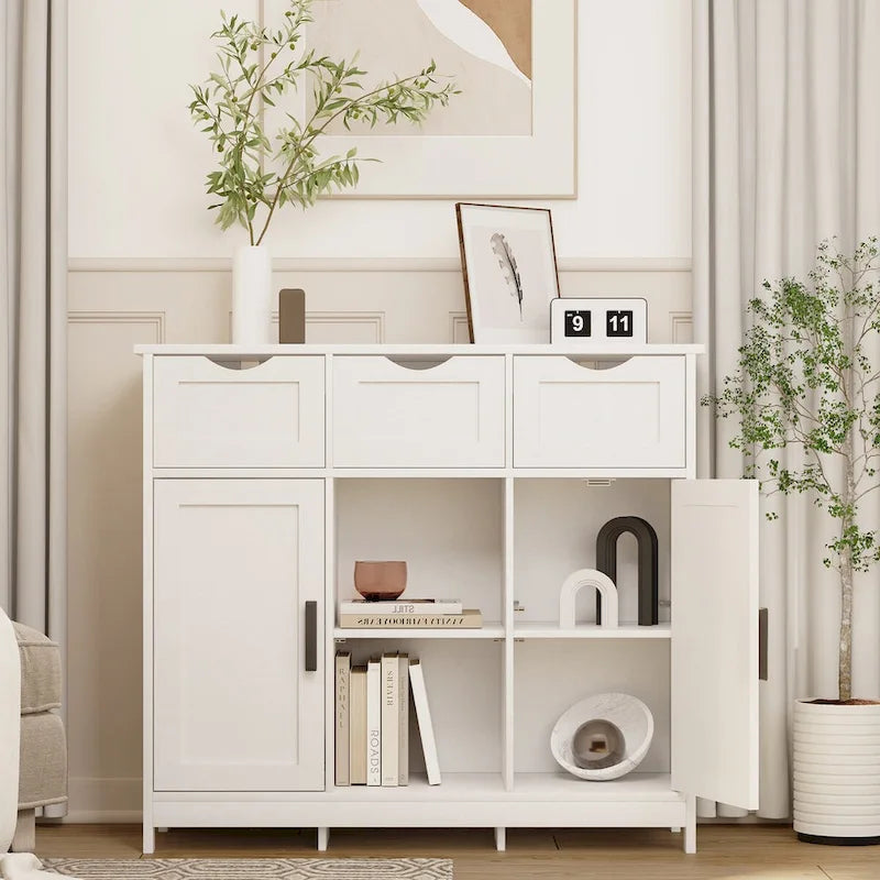 Buffet Sideboard Coffee Bar Cabinet with 3 Drawers and Doors
